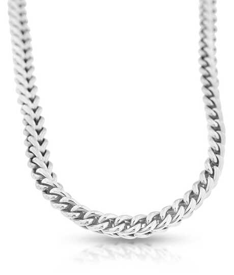White gold necklace, square woven links