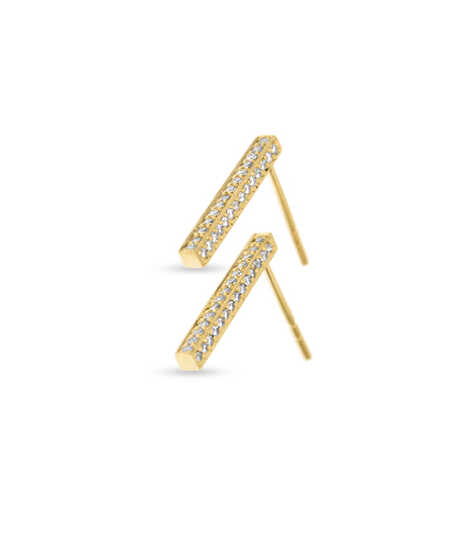 Yellow gold rectangular earrings set with 84 diamonds