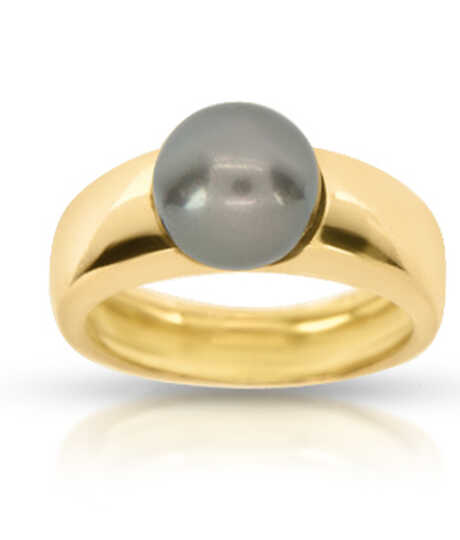 Geelgouden ring met Tahitiparel