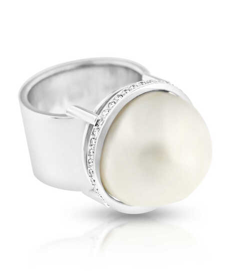 Bague or blanc avec perle South-Sea