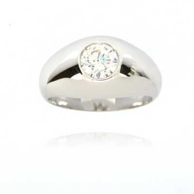 Signet ring in white gold with brilliant 0.81 ct