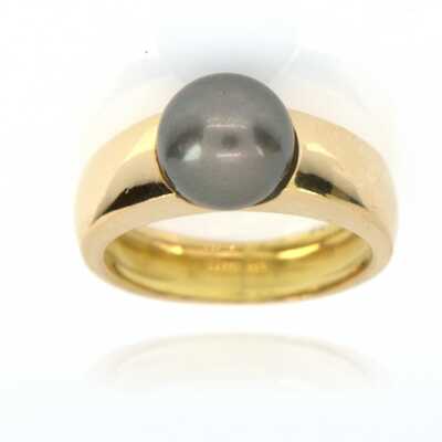 Geelgouden ring met Tahitiparel