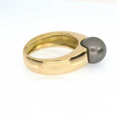 Geelgouden ring met Tahitiparel