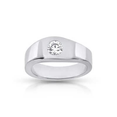 Herenring in platina met solitaire van 5.2 mm