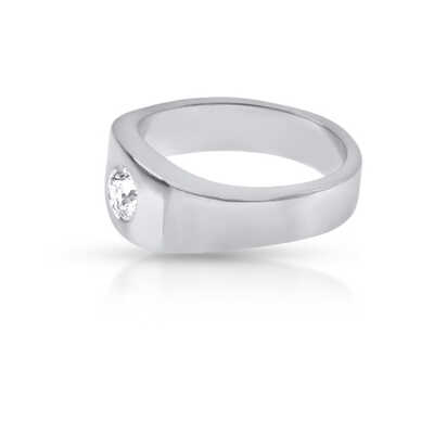 Herenring in platina met solitaire van 5.2 mm