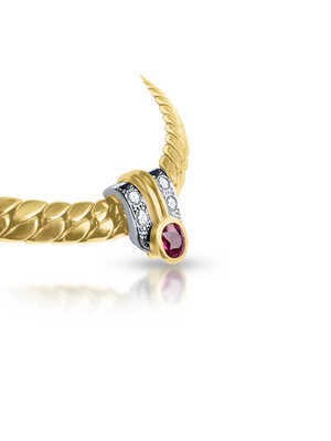 Bicolor pendant with a pink sapphire and a river set with diamonds