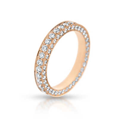 Wedding ring pink gold 18 ct with 108 brilliants