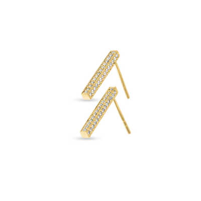 Yellow gold rectangular earrings set with 84 diamonds