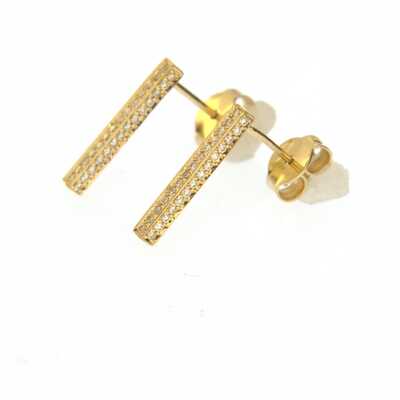 Yellow gold rectangular earrings set with 84 diamonds