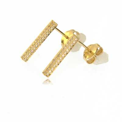 Yellow gold rectangular earrings set with 84 diamonds