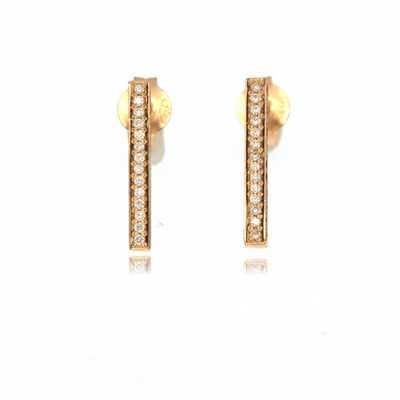 Pink gold rectangular earrings set with 84 diamonds