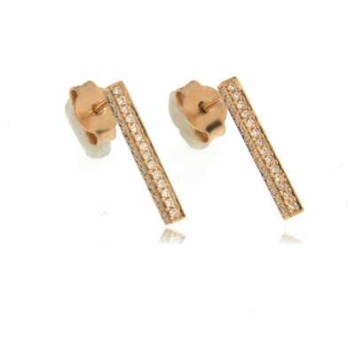 Pink gold rectangular earrings set with 84 diamonds