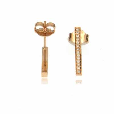 Pink gold rectangular earrings set with 84 diamonds