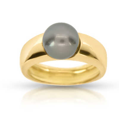 Bague en or jaune avec perle de Tahiti