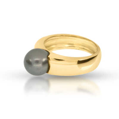 Bague en or jaune avec perle de Tahiti