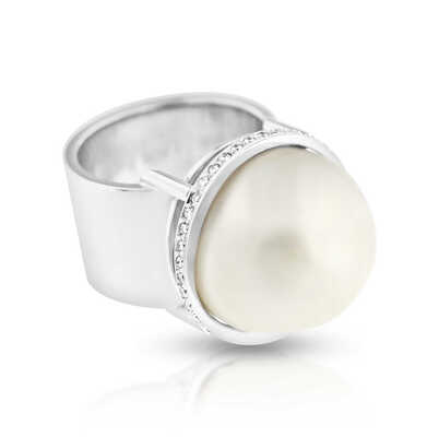 Bague or blanc avec perle South-Sea