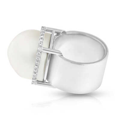 Bague or blanc avec perle South-Sea