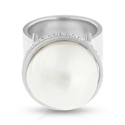 Bague or blanc avec perle South-Sea