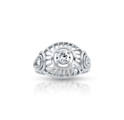 Bague en or blanc avec un brillant solitaire