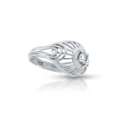 Bague en or blanc avec un brillant solitaire