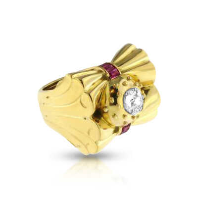 Bague OJ, solitaire ancienne taille 0.40 ct